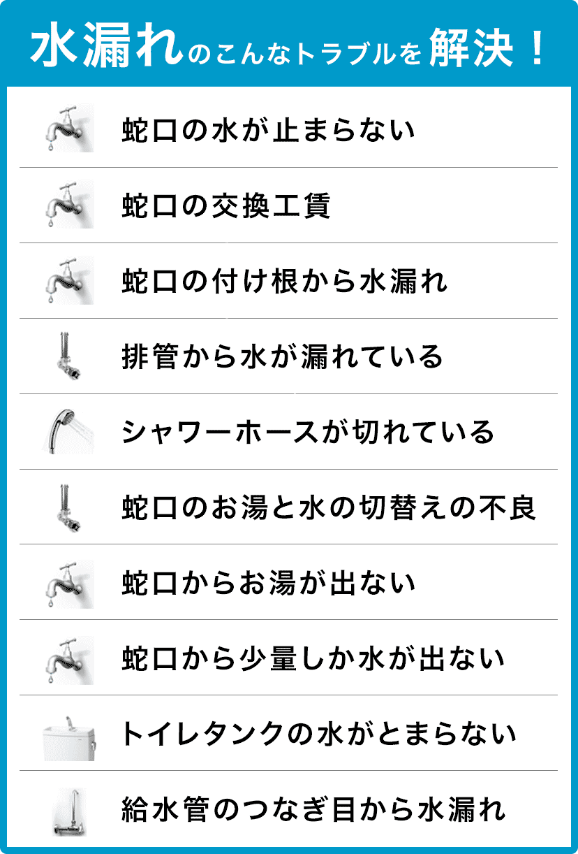 蛇口の交換・蛇口の水が止まらない・配管から水が漏れている・蛇口の付け根から水漏れ・蛇口のお湯と水の切り替えの不良・シャワーホースが切れている・蛇口からお湯が出ない・トイレタンクの水が止まらない・蛇口から少量しか水が出ない・給水管のつなぎ目から水漏れ 名古屋市熱田区